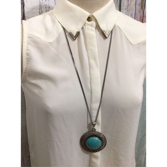 Vintage Artisan Turquoise Pendant Necklace 🍁🌸 - Picture 14 of 14